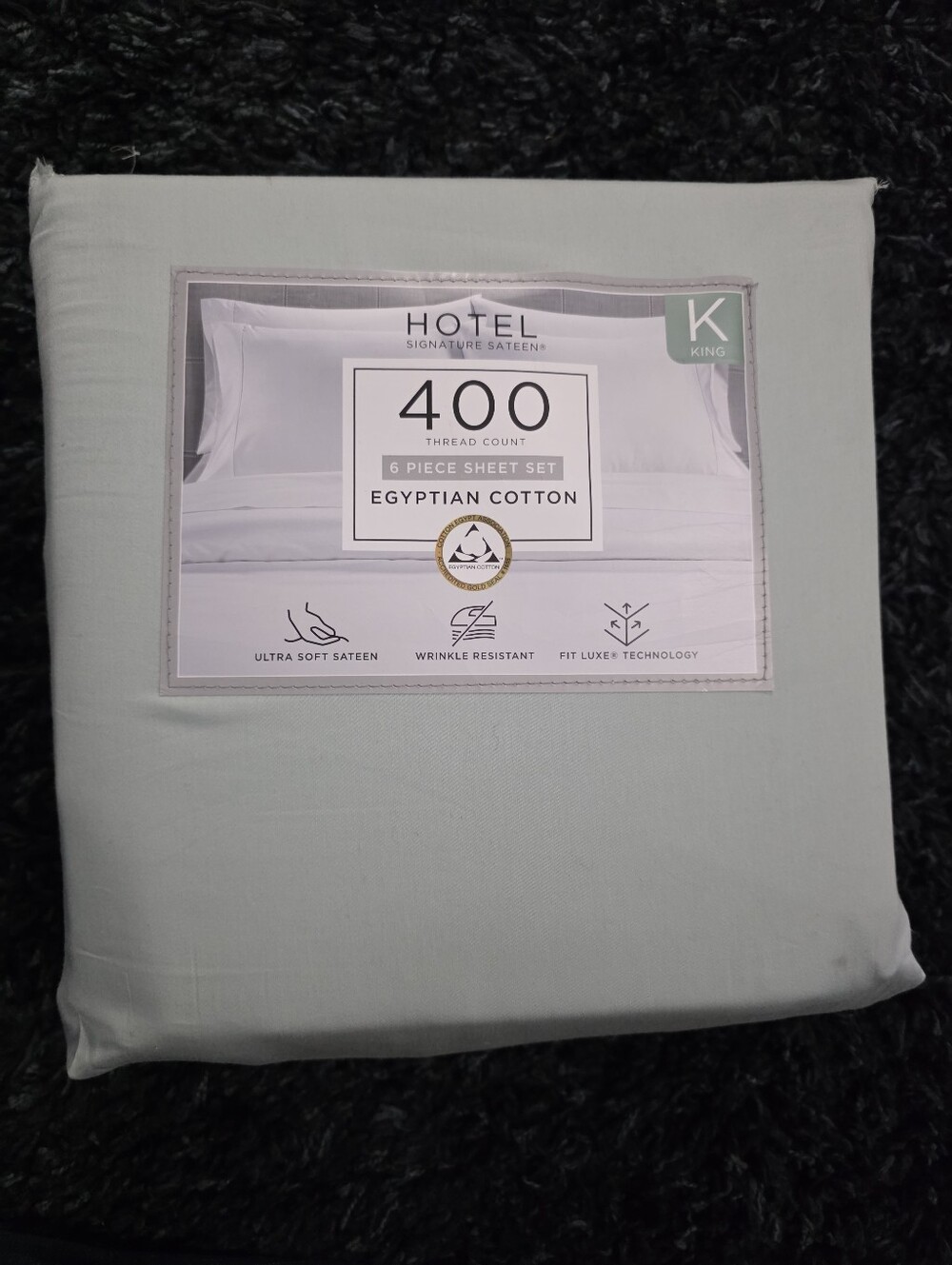 Signature Sateen Egyptian Cotton Sheet Set - King, Misty Blue